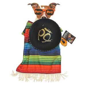 New Party Dog Sombrero, And Poncho Set Pet Costume Dog Costume Medium / Large